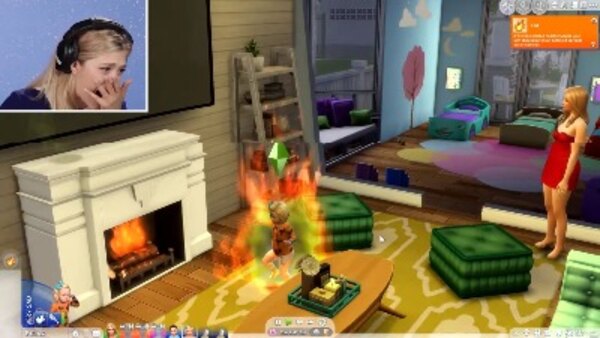 The 100 Baby Challenge - S01E22 - Single Girl Burns Down Her Home In The Sims 4 | Part 22