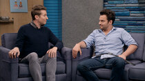 Comedy Bang! Bang! - Episode 37 - Jake Johnson Wears a Light Blue Button-Up Shirt and Brown Shoes