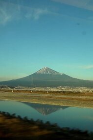 Mount Fuji Seen from a Moving Train